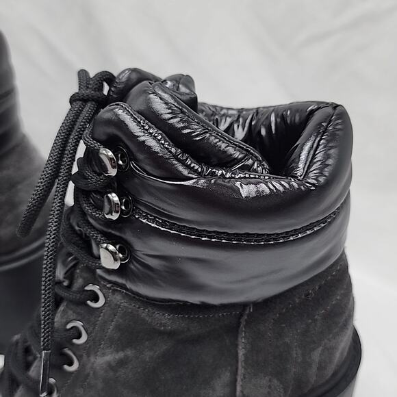 MARC FISHER VELIMA BLACK LUG SOLE HIKING BOOTIES SUEDE LADIES SIZE 6.5 NWOB - Picture 10 of 16